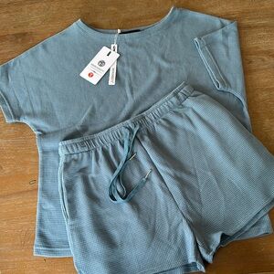 NWT! Merokeety Women's Short Sleeve Waffle Pajama/Lounge Set, Size S.
